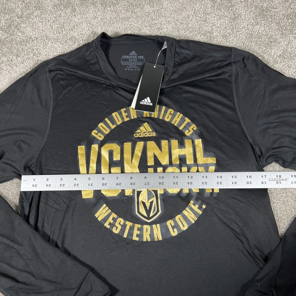 Adidas Vegas Golden‎ Knights NHL Long Sleeve Creator Tee Black Gold Mens Medium